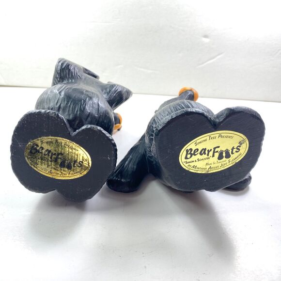 Black Bearfoots Bookend Figurines By Montana Artist Jeff Fleming 8" Singing Tree - Picture 4 of 14